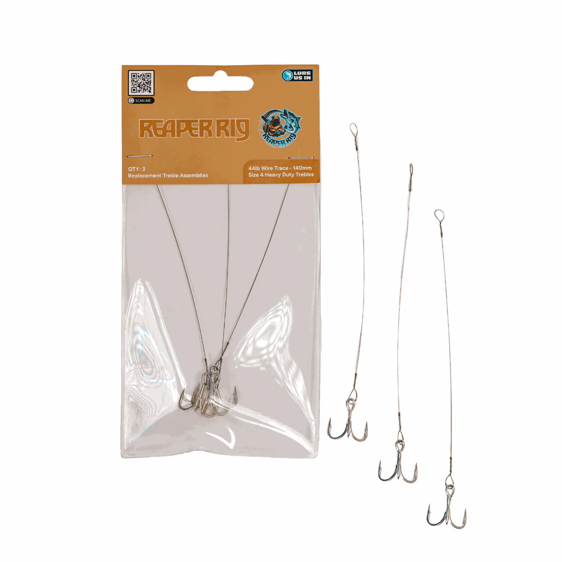 Lure Us In 44lb 140mm Treble Hook Assemblies