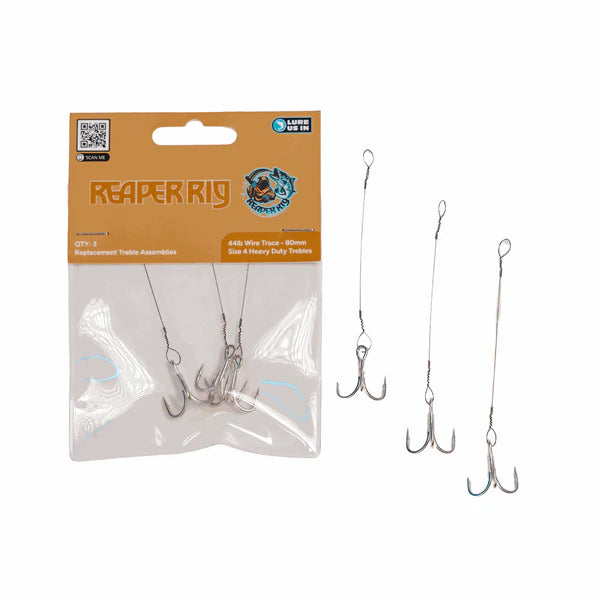 Lure Us In 44lb 80mm Treble Hook Assemblies