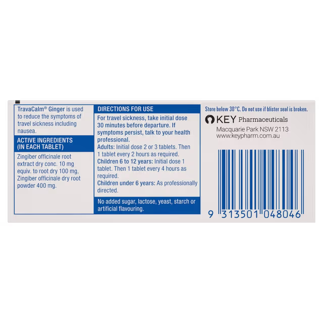 Travacalm Travel Sickness 10pk Natural