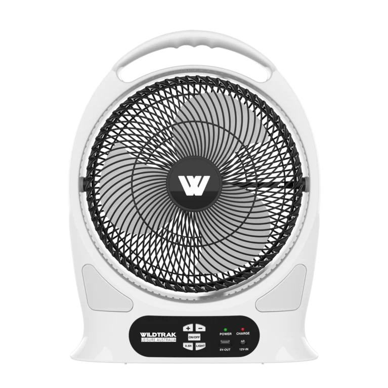 Wildtrak 30cm Lithium Rechargeable Camping Fan with LED Lights