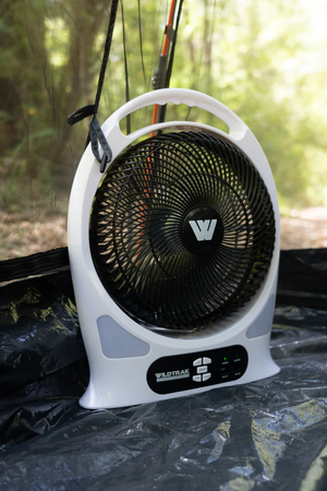 Wildtrak 30cm Lithium Rechargeable Camping Fan with LED Lights