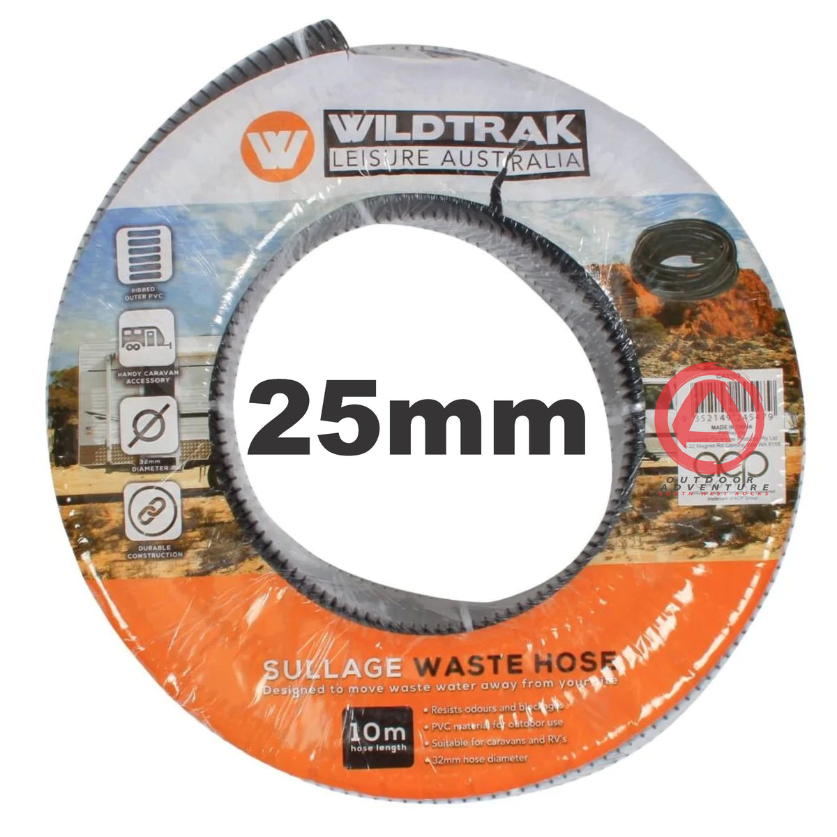 Wildtrak Caravan Black Waste Hose 25mm (SULLAGE)