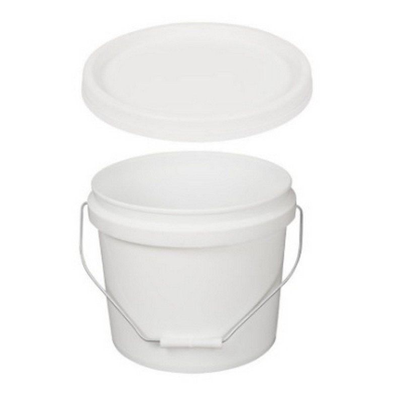White PP Bucket Metal Handle W/Lid