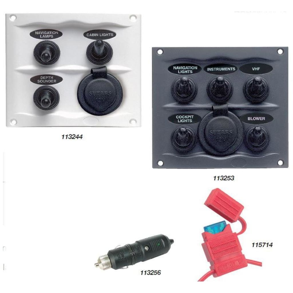 Switch Panel 3 Gang + Socket / Fused Bla